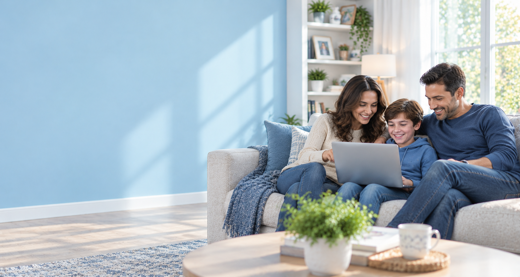 A family enjoying a connected moment together at home